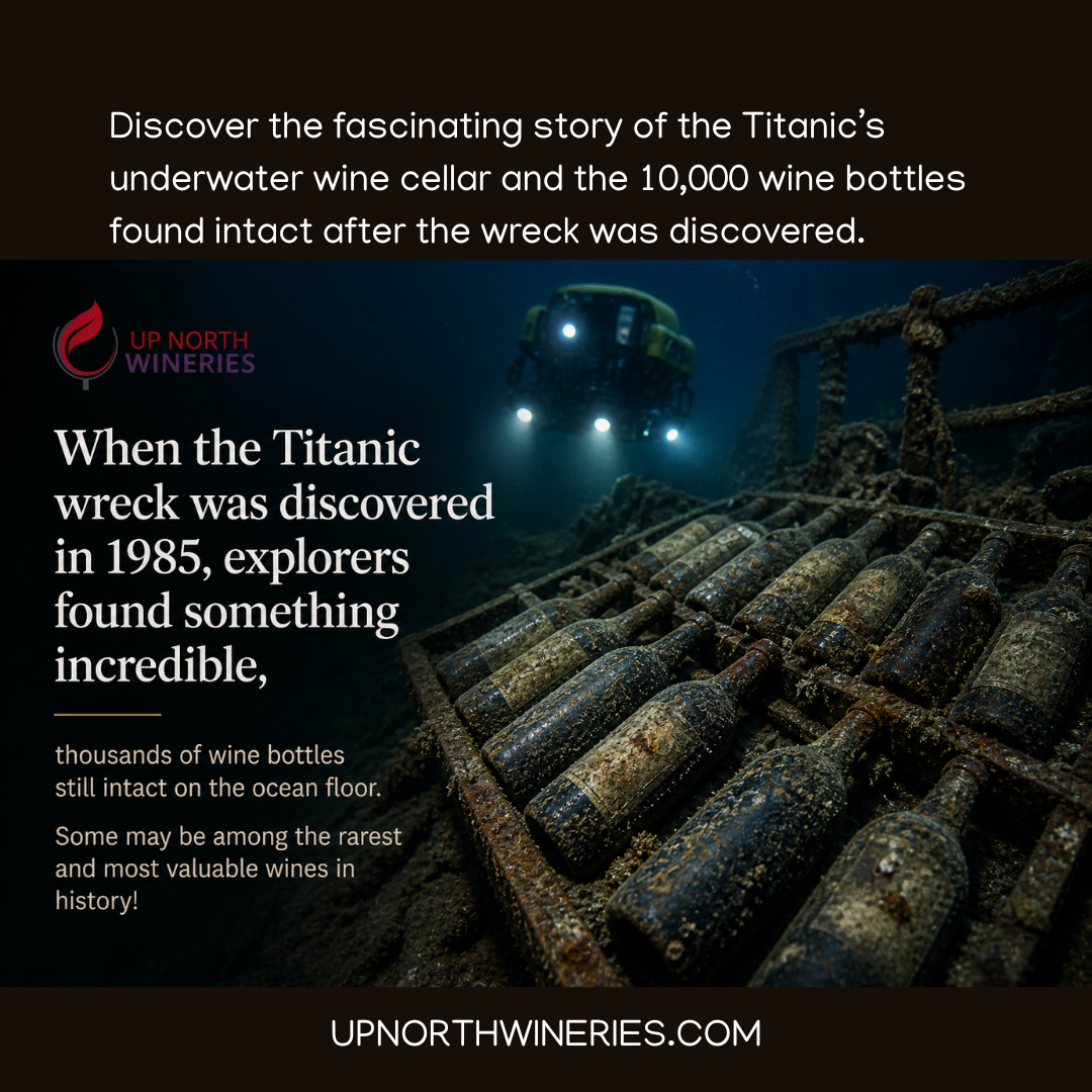 Discover the fascinating story of the Titanic’s underwater wine cellar and the 10,000 wine bottles found intact after the wreck was discovered.